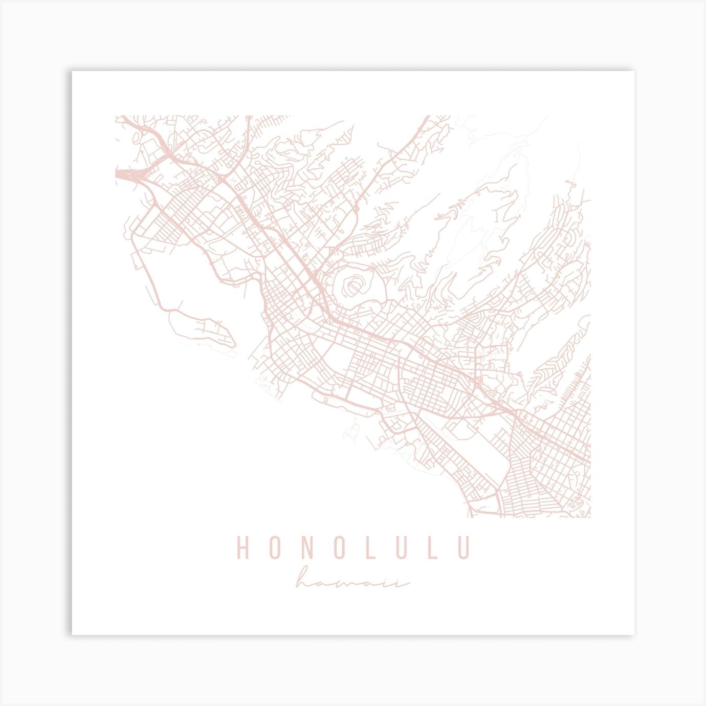 HONOLULU Map Print Wall decor United States City Map Print Hawaii Wall Art Poster A3 A2 16x20